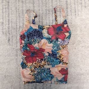 Athleta Floral Ruched Tankini Top
